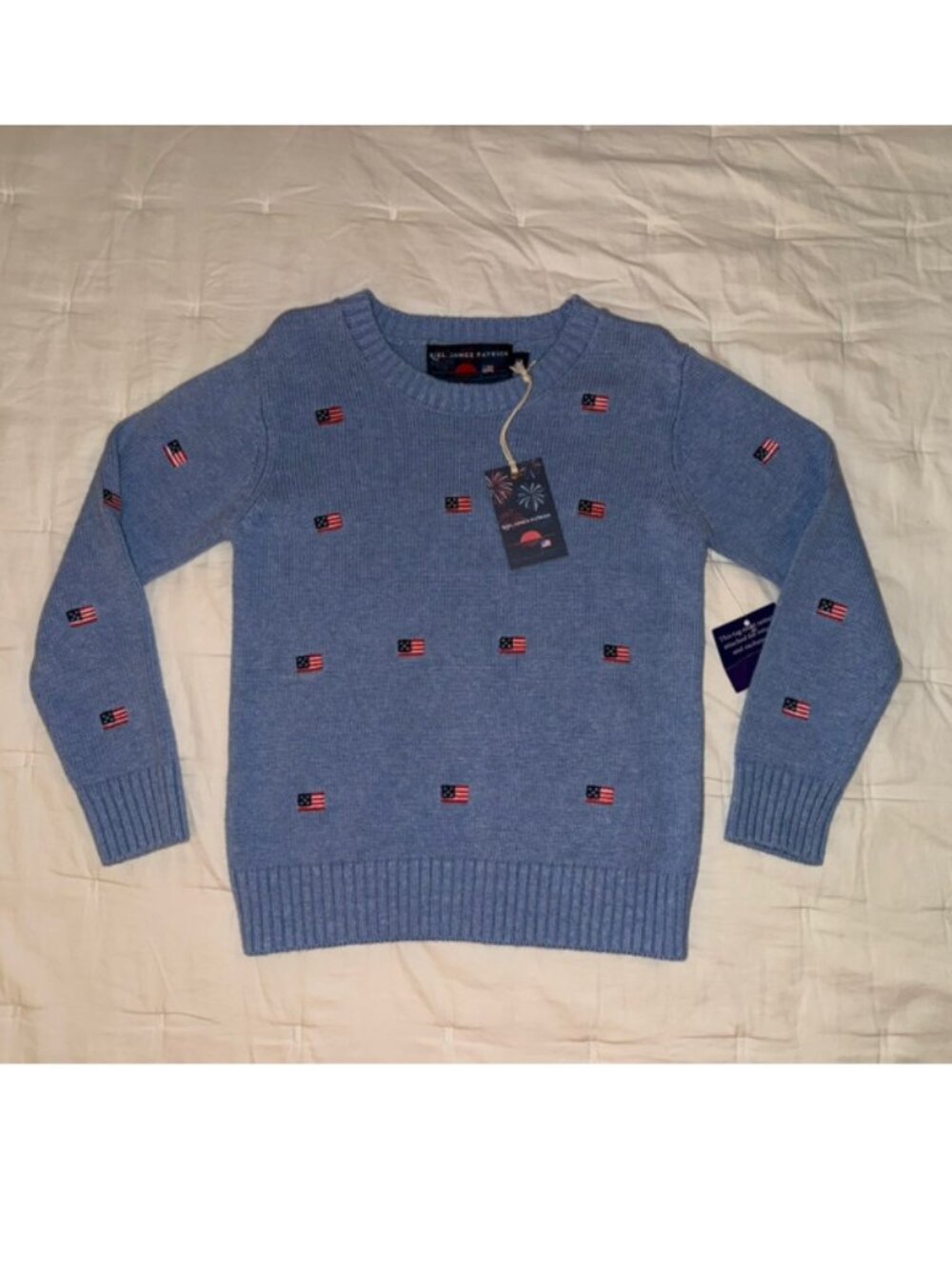 NWT Kiel James Patrick Blue Patriotic Flag Sweater Youth Sz 4
